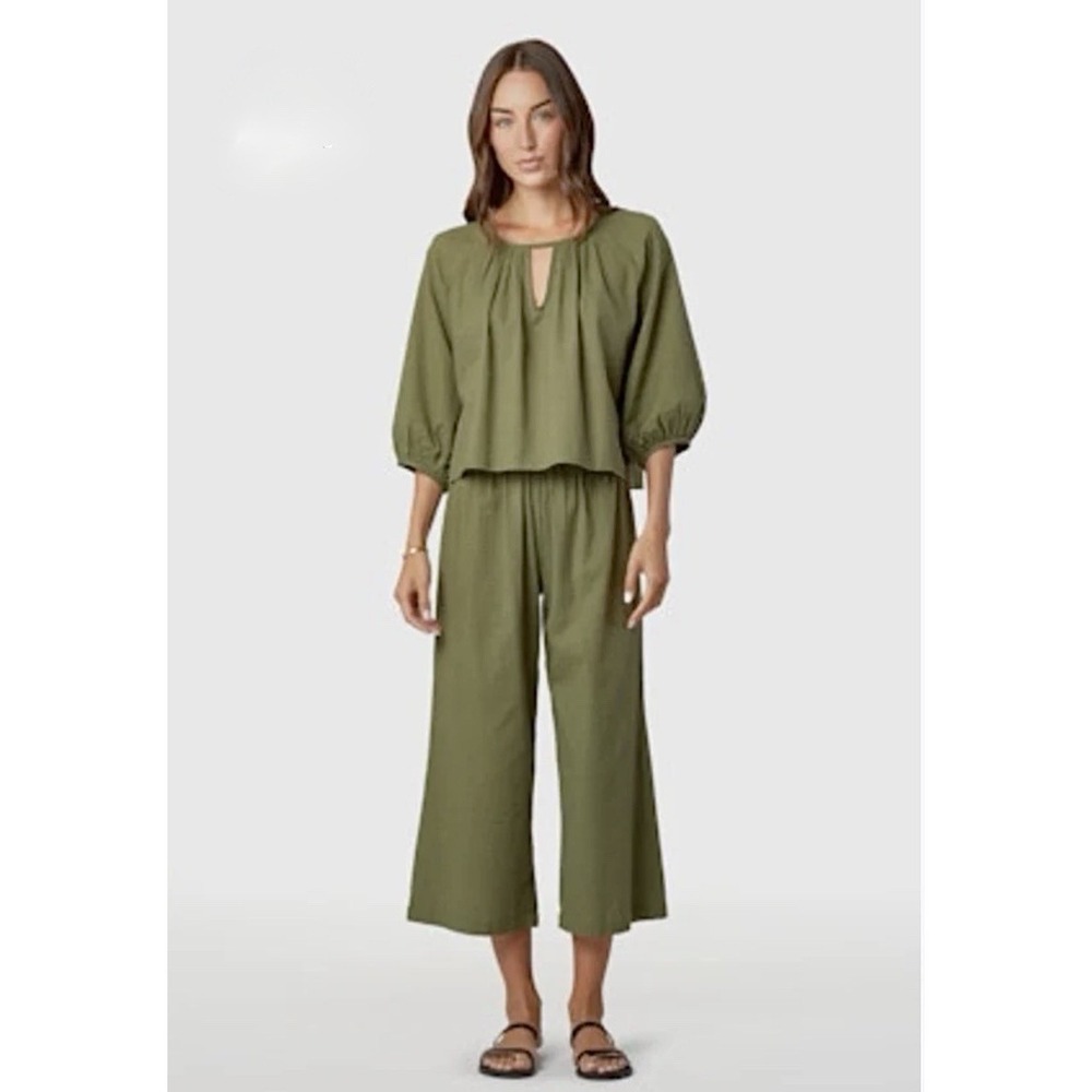 Livro Travel Set Womens Medium In Chive Green‎ Seersucker Matching Top Pants